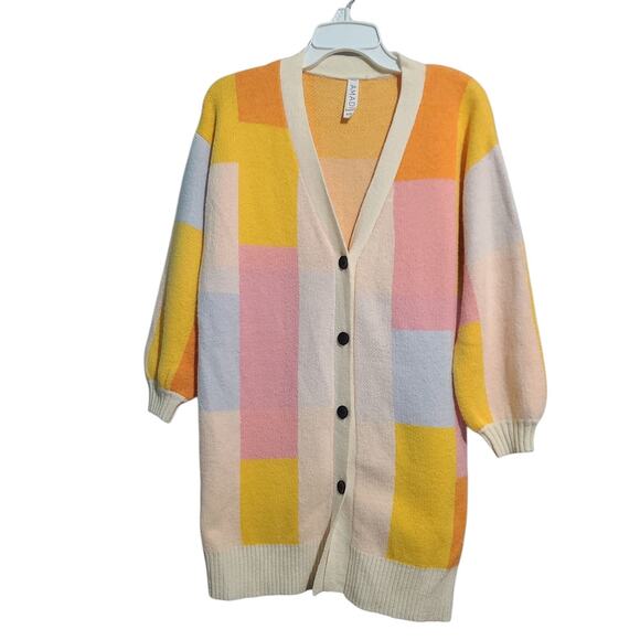 Anthropologie Amadi Pastel Lexie Colorblocked Cardigan Size XS Petite - Picture 2 of 6